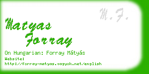matyas forray business card